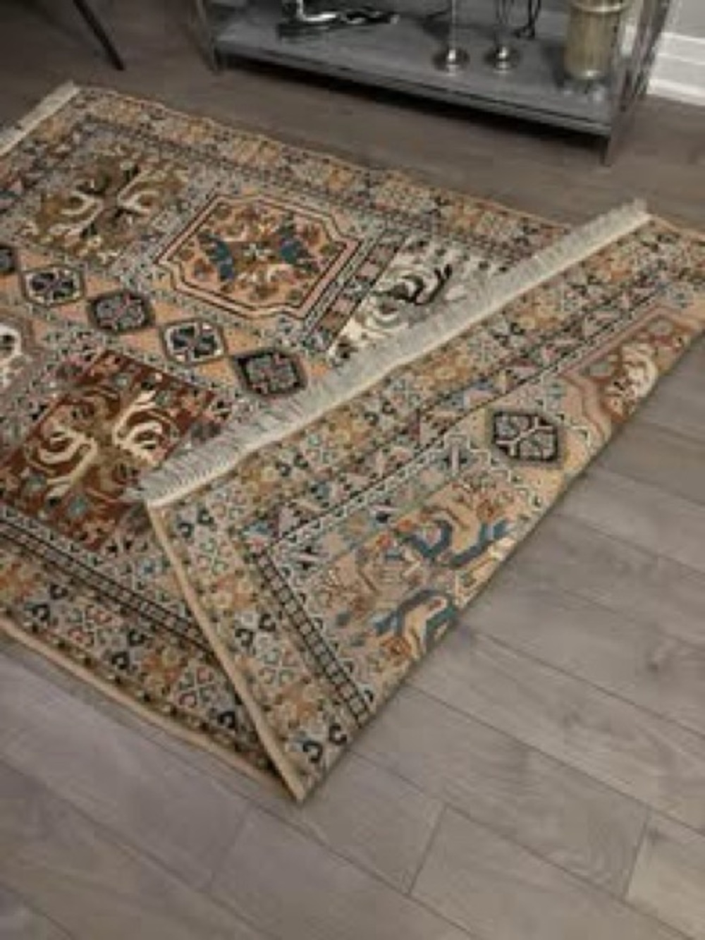 Handmade Moroccan Multi-Color Area Rug with Geometric Medallions - Picture 2 of 3